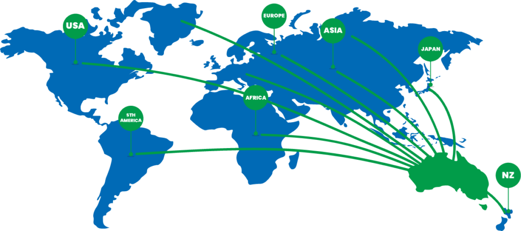 Map of where Jacanna freight forwarding solutions reach