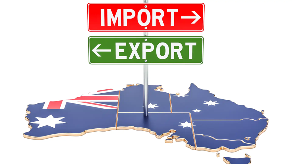 Top 10 Australian imports and exports 2023 – Map of Australia with import and export signs