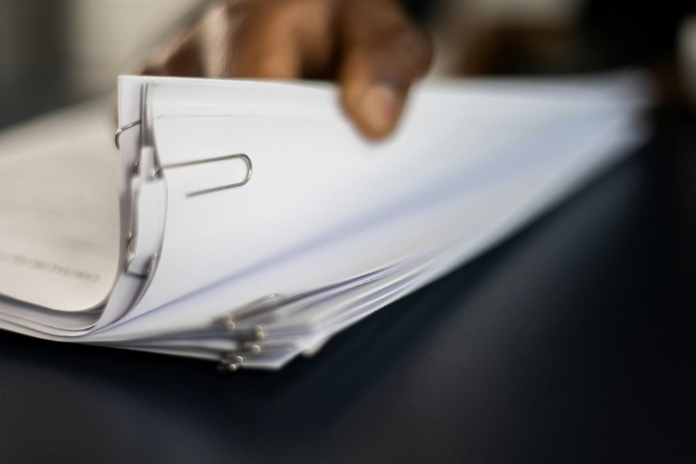 A stack of paperwork in the office of a customs brokers in Brisbane Australia
