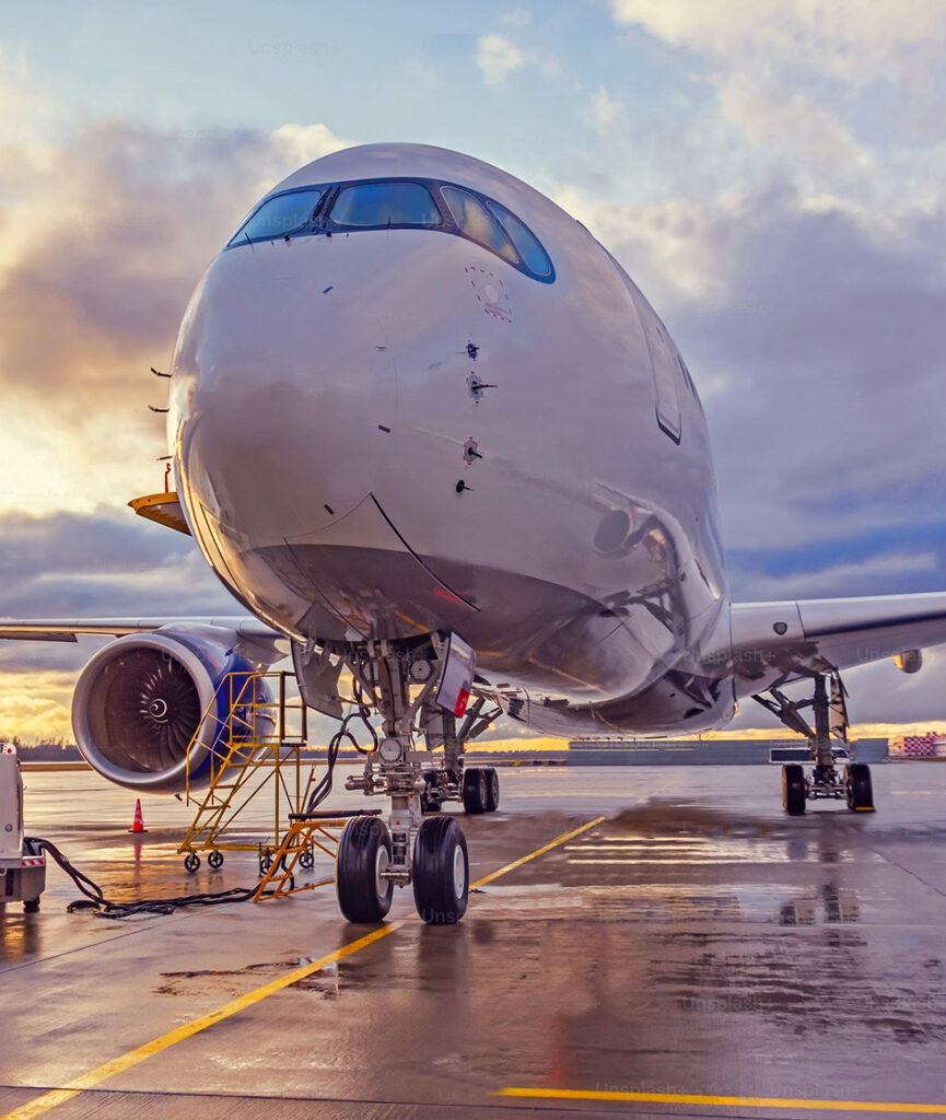Freight forwarding services - Front view of a plane on a runway 