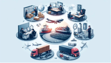 illustration of the International freight forwarding process 